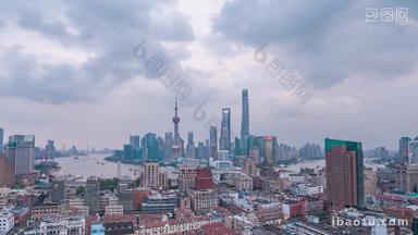 上海上海CBD外滩陆家嘴日转夜固固定延时摄影